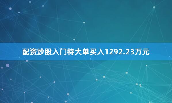 配资炒股入门特大单买入1292.23万元